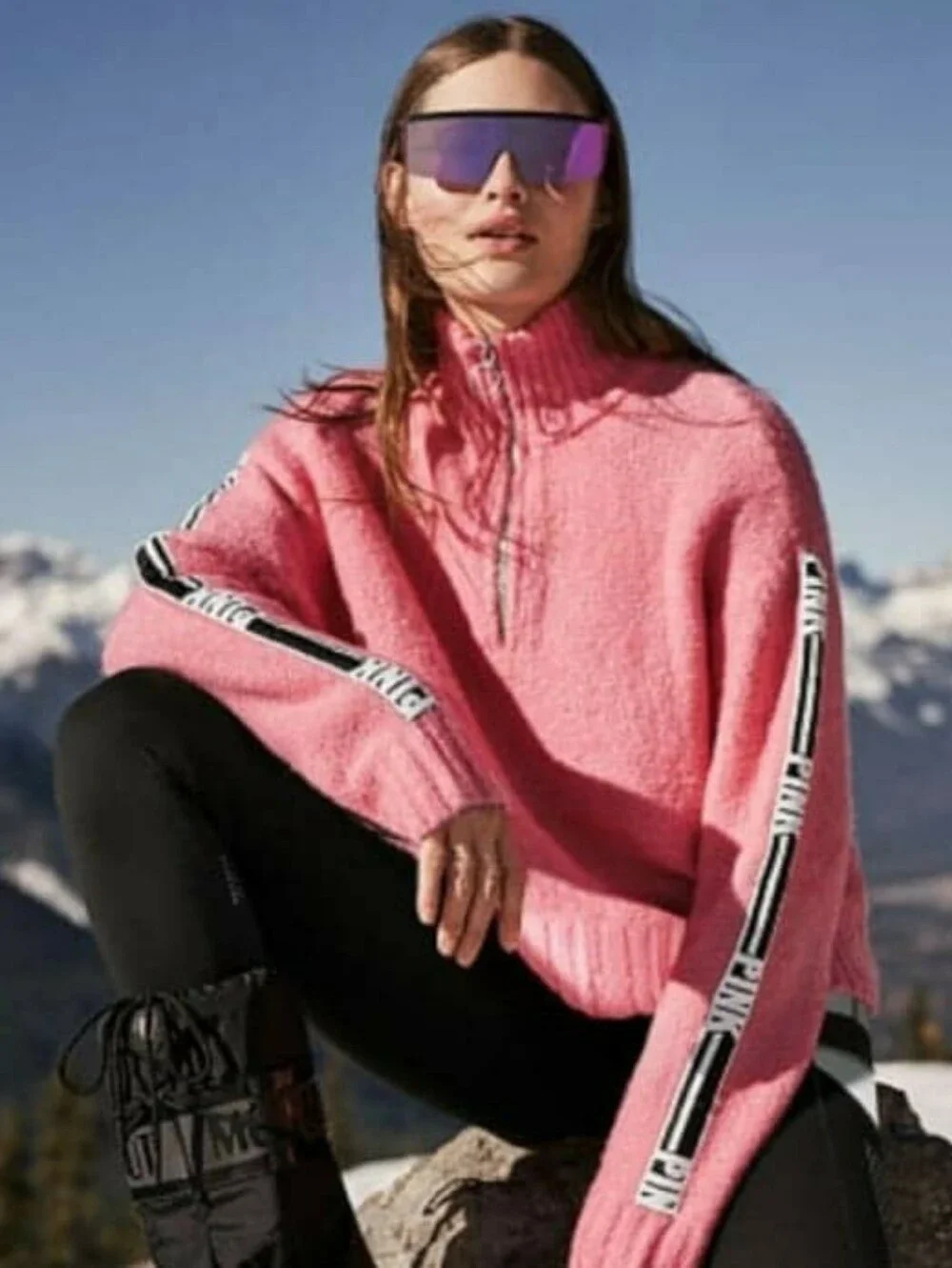 Pink Wraparound Shield  Sunglasses for women